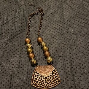 Elegant Bronze and Gold Statement Necklace